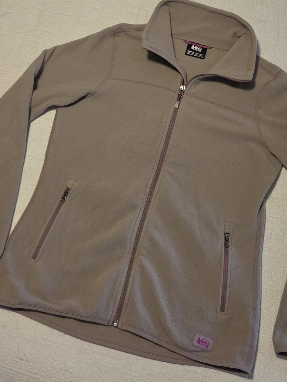 REI Women's Taupe Full-Zip Fleece Jacket, Size Medium